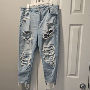 American Eagle Outfitters Light Blue Distressed Skinny Jeans